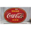 Image 1 : Vintage "Drink Iced Coca-Cola" oval metal sign - 35"x24"