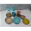 Image 1 : 15 Camping Melamine Dishes + 2 Plastic wine Glasses