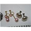 Image 5 : 4 Pair Vintage Screw Back Earrings, 1 Signed “Cora”