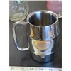 Image 4 : RCMP Pewter Tankard + Beer tankard + 3 vintage glass syrup jug