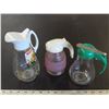 Image 8 : RCMP Pewter Tankard + Beer tankard + 3 vintage glass syrup jug