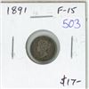 Image 1 : 1891 Canadian Victorian Silver 5 Cents. F-15.