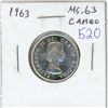 Image 1 : 1963 Canadian Silver 25 Cents. MS-63 with Cameo.