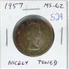 Image 1 : 1957 Canadian Silver 50 Cents. MS-62. Nicely Toned.