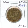 Image 1 : 2010 Saskatchewan Roughriders Loonie Dollar. MS-64.