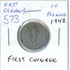 Image 1 : Germany – East. 1948 10 Pfennig. First 10 Pfennig issued by the Communist DDR government. VF.