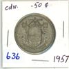 Image 1 : 1957 Canadian silver 50 cent coin