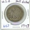 Image 1 : 1947 US half dollar coin