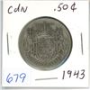 Image 1 : 1943 Canadian silver 50 cent coin - wide date