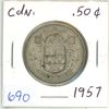 Image 1 : 1957 Canadian silver 50 cent coin