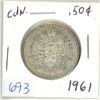 Image 1 : 1961 Canadian silver 50 cent coin