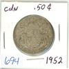 Image 1 : 1952 Canadian silver 50 cent coin