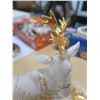 Image 8 : O'Well porcelain hand-painted Christmas ensemble holiday décor - 1 reindeer with antler damage