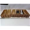 Image 1 : 6 wooden sewing machine drawers with some machine parts