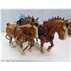 Image 3 : Pair of clydesdales w/wooden wagon 14" x 7.5"