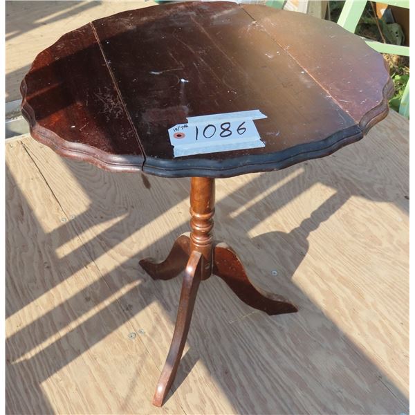 Wooden corner table - 22"diameter x 24.5"tall with collapsible sides