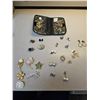 Image 1 : Lot of brooches, clip on earrings (16 pairs) in floral zip pouch
