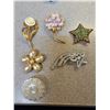 Image 2 : Lot of brooches, clip on earrings (16 pairs) in floral zip pouch