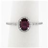 Image 1 : NEW Petite 14k White Gold 1.40 ctw Oval Red Ruby & Diamond Halo Engagement Ring