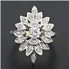 Image 2 : Vintage 14k White Yellow Gold .62 ctw Round Diamond Spray Cluster Cocktail Ring