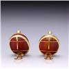 Image 3 : Pair 18K Yellow Gold Agate & Diamond Earrings by Carlo Rici