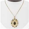 Image 1 : Vintage Large 14k Gold Oval & Round Red Garnet 18" Florentine Pendant Necklace