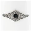 Image 1 : Antique Edwardian 18k Gold Platinum Black Onyx & Rose Cut Diamond Belly Bracelet