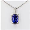 Image 2 : 9.20 ctw Tanzanite and 0.39 ctw Diamond Platinum Pendant/Necklace (GIA CERTIFIED