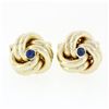 Image 1 : Men's Solid 14k Yellow Gold Sapphire Trinity Infinity Love Knot Heavy Cufflinks