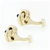 Image 3 : Men's Solid 14k Yellow Gold Sapphire Trinity Infinity Love Knot Heavy Cufflinks