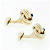 Image 4 : Men's Solid 14k Yellow Gold Sapphire Trinity Infinity Love Knot Heavy Cufflinks