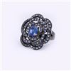 Image 2 : Blackened Sterling Silver Ring with Kyanite & Blue Sapphires by Victor Loo