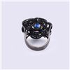 Image 5 : Blackened Sterling Silver Ring with Kyanite & Blue Sapphires by Victor Loo