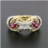 Image 2 : Vintage 18k TT Gold 0.27 ctw Diamond Red Stone Bug Eye Twisted Wire Cocktail Rin