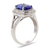 Image 2 : 3.22 ctw Tanzanite and 0.66 ctw Diamond Platinum Ring