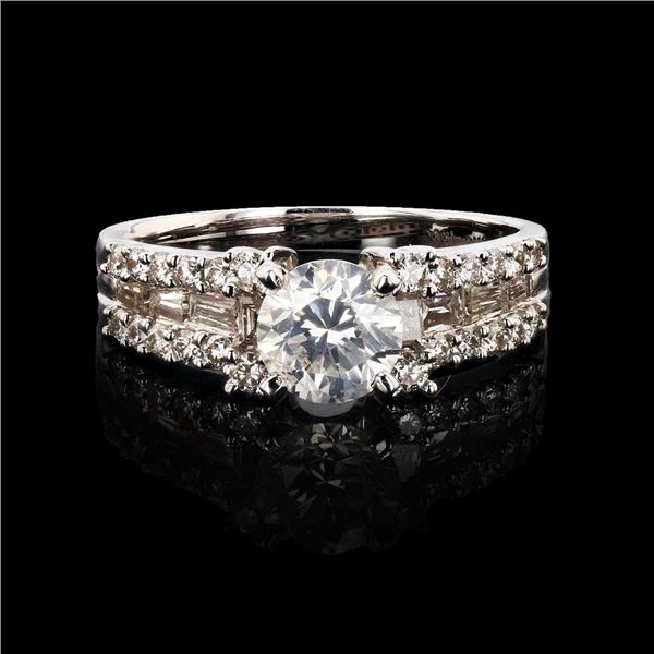 1.01 ctw SI3 CLARITY CENTER Diamond 18K White Gold Ring (1.79 ctw Diamonds)