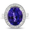 Image 2 : 9.19 ctw DARK Tanzanite and 0.94 ctw Diamond Platinum Ring (GIA CERTIFIED)