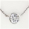 Image 2 : NEW 14k White Gold 0.41 ctw Bezel Round Diamond Solitaire Adjustable Chain Penda