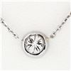 Image 5 : NEW 14k White Gold 0.41 ctw Bezel Round Diamond Solitaire Adjustable Chain Penda