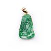 Image 1 : Antique Chinese Carved Jadeite Pendant Mounted in 18K Yellow Gold with Ruby