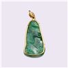 Image 3 : Antique Chinese Carved Jadeite Pendant Mounted in 18K Yellow Gold with Ruby