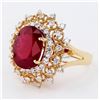 Image 2 : 6.32 ctw Ruby and 0.80 ctw Diamond 14K Yellow Gold Ring