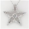 Image 2 : NEW 14K White Gold 1.48 ctw Round Brilliant Diamond Large Star Pendant Necklace