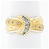 Image 1 : High Quality 18k TT Gold 0.48 ctw Round & Baguette Diamond Wide Buckle Band Ring