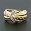 Image 2 : High Quality 18k TT Gold 0.48 ctw Round & Baguette Diamond Wide Buckle Band Ring