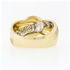 Image 7 : High Quality 18k TT Gold 0.48 ctw Round & Baguette Diamond Wide Buckle Band Ring