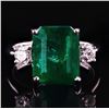 Image 1 : 6.63 ctw Emerald and 0.35 ctw Diamond 18K White Gold Ring