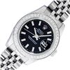 Image 1 : Rolex Quickset Stainless Steel Black Index & Diamond Datejust Wristwatch