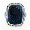 Image 4 : Antique 14k Gold Athena Warrior Intaglio Agate Seed Pearl & Enamel Filigree Ring