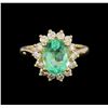 Image 2 : 2.65 ctw Emerald and Diamond Ring - 14KT Yellow Gold